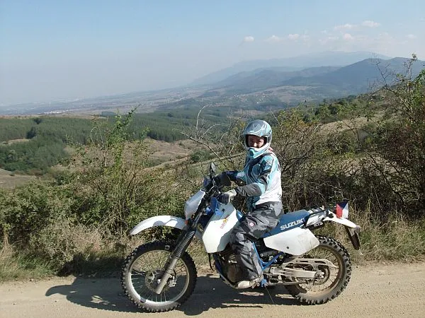 Hilary and her Suzuki DR350